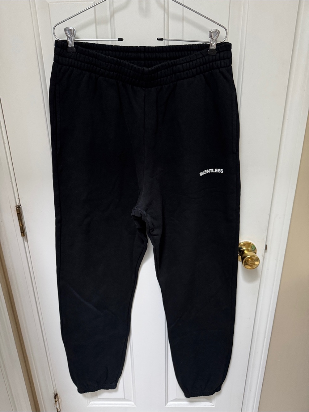 TALENTLESS Black Men's Heavyweight Jogger Sweatpants with White Logo